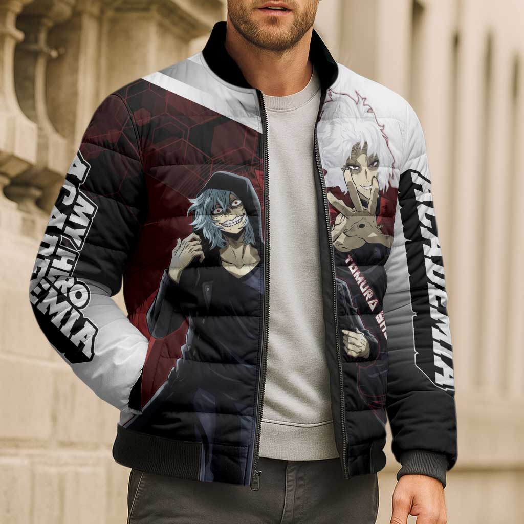 Tomura Shigaraki Bomber Puffer Jacket Dark Anime Villain Illustration with Red Energy Aura