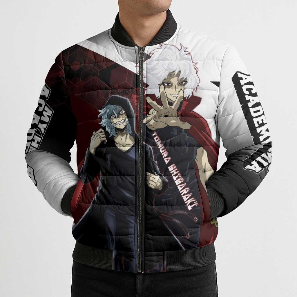 Tomura Shigaraki Bomber Puffer Jacket Dark Anime Villain Illustration with Red Energy Aura