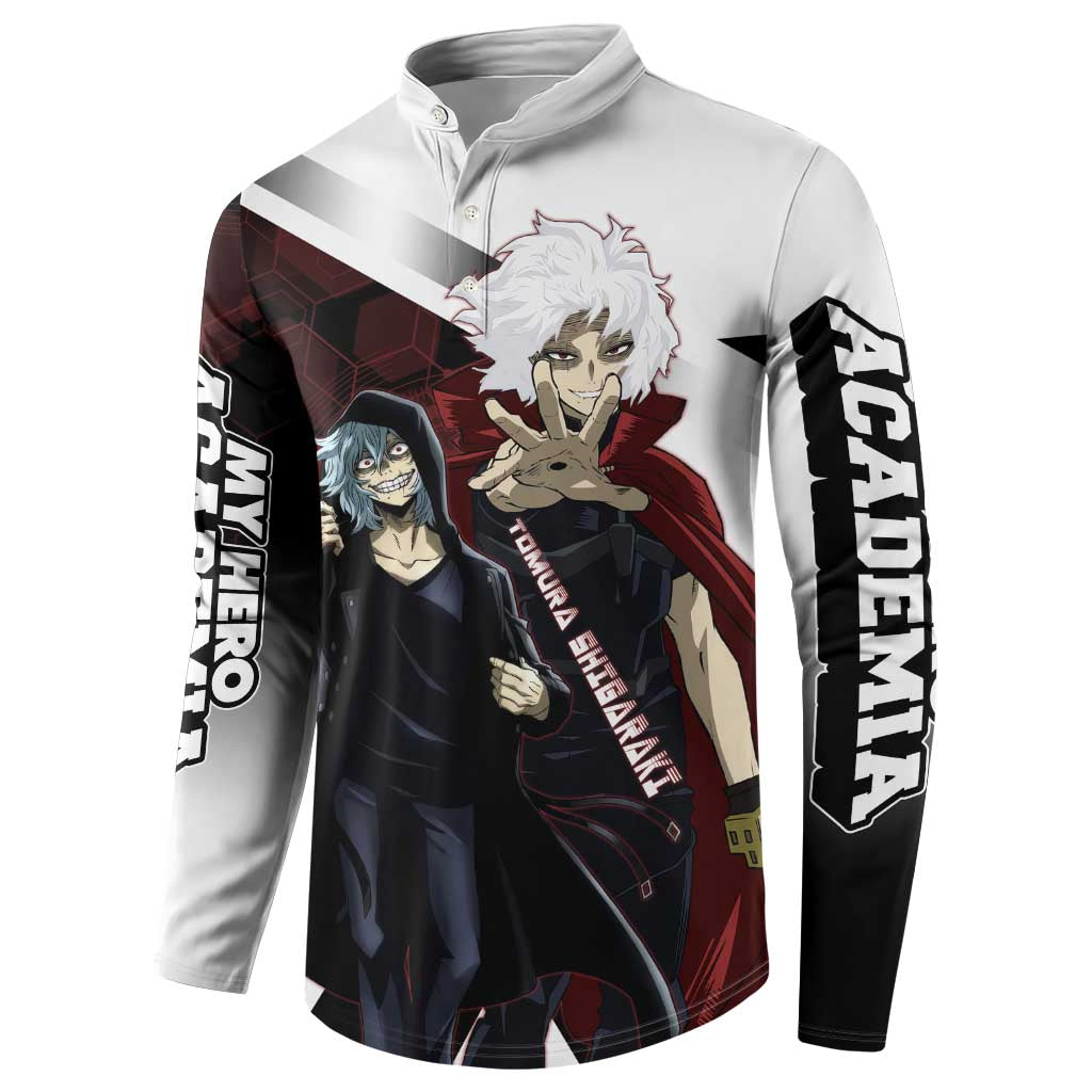 Tomura Shigaraki Button Sweatshirt Dark Anime Villain Illustration with Red Energy Aura