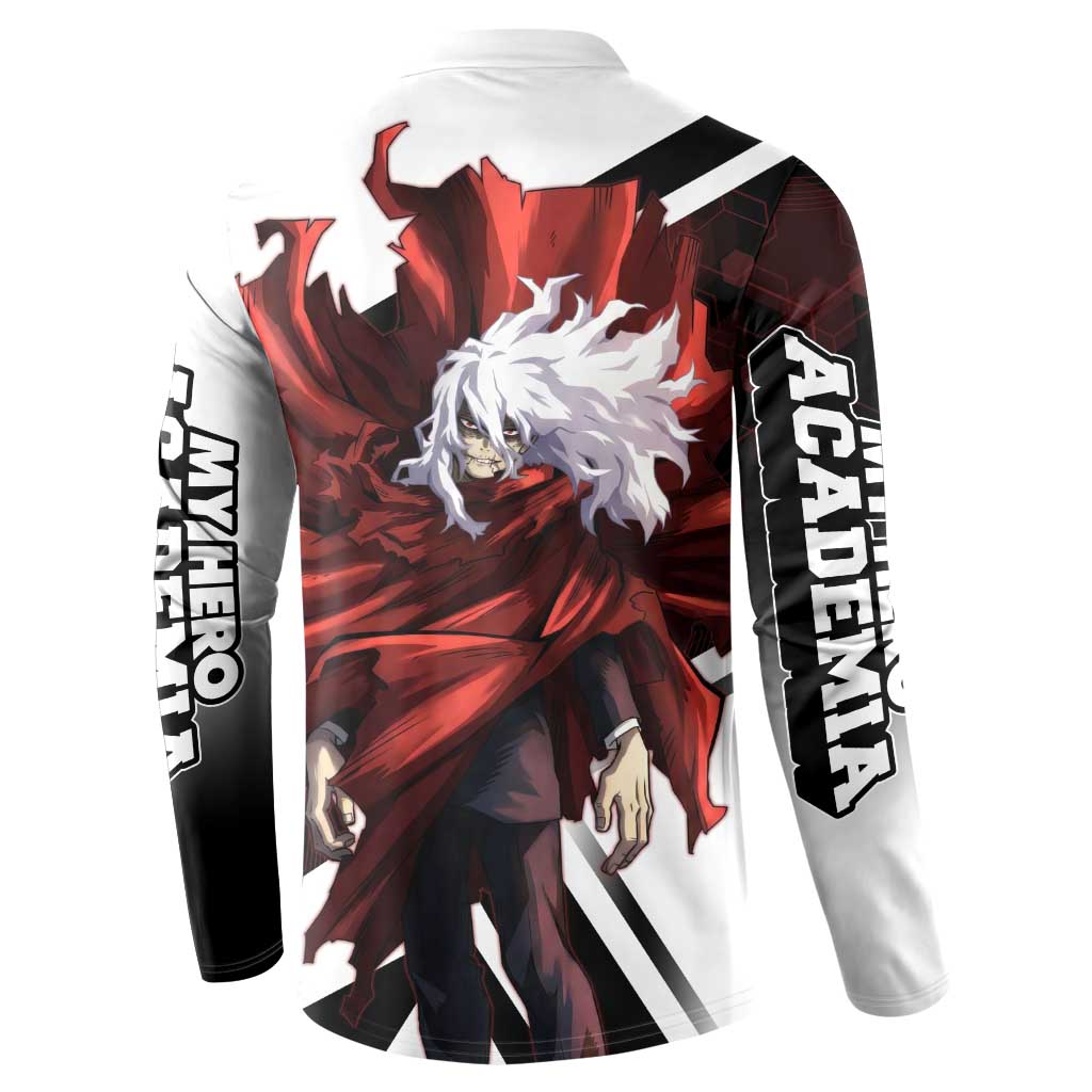 Tomura Shigaraki Button Sweatshirt Dark Anime Villain Illustration with Red Energy Aura