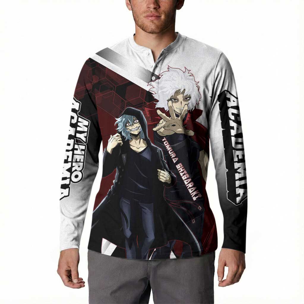 Tomura Shigaraki Button Sweatshirt Dark Anime Villain Illustration with Red Energy Aura