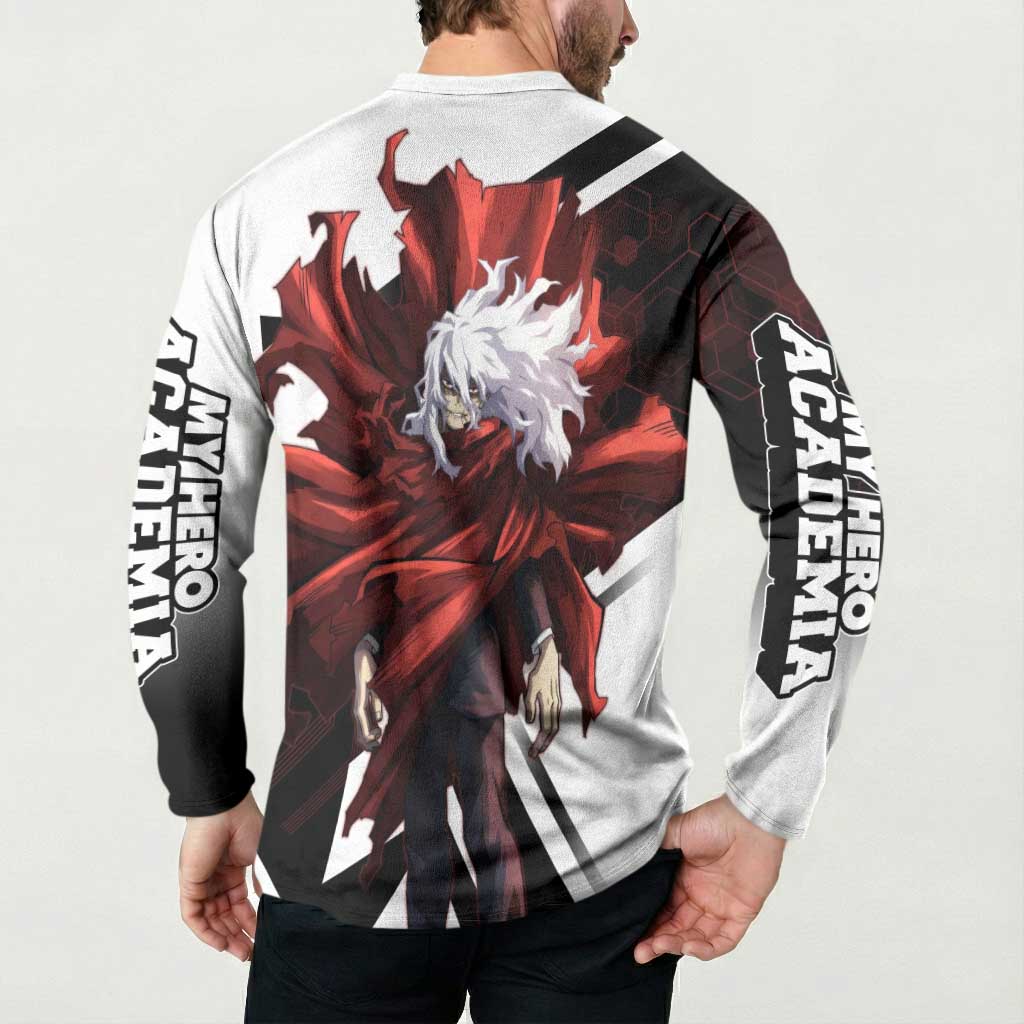Tomura Shigaraki Button Sweatshirt Dark Anime Villain Illustration with Red Energy Aura
