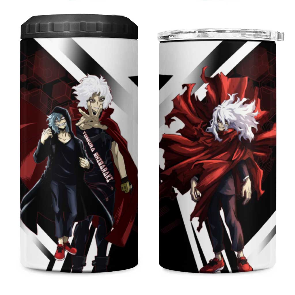 Tomura Shigaraki 4 in 1 Can Cooler Tumbler Dark Anime Villain Illustration with Red Energy Aura