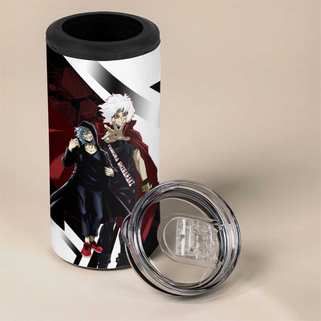 Tomura Shigaraki 4 in 1 Can Cooler Tumbler Dark Anime Villain Illustration with Red Energy Aura