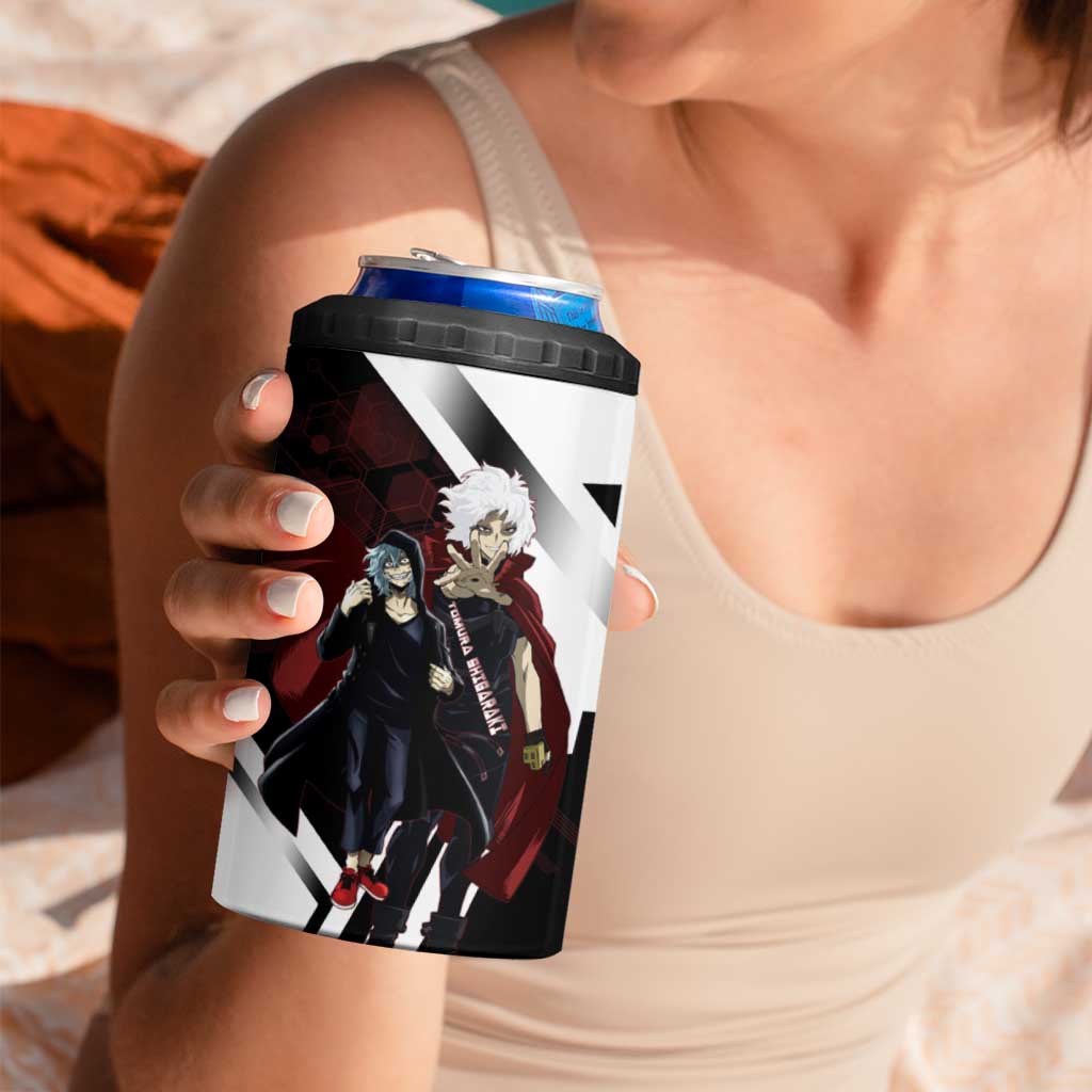 Tomura Shigaraki 4 in 1 Can Cooler Tumbler Dark Anime Villain Illustration with Red Energy Aura