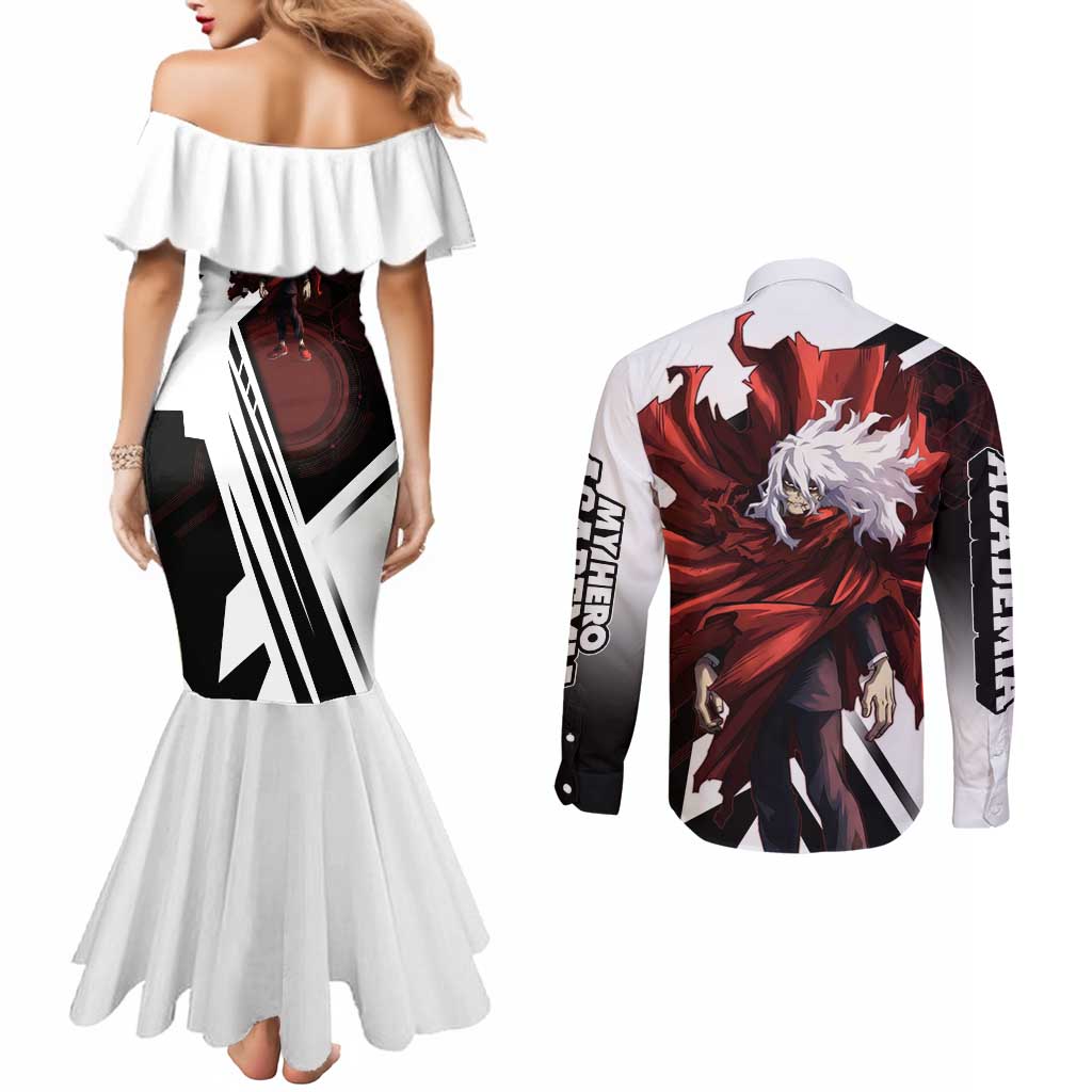 Tomura Shigaraki Couples Matching Mermaid Dress and Long Sleeve Button Shirt Dark Anime Villain Illustration with Red Energy Aura
