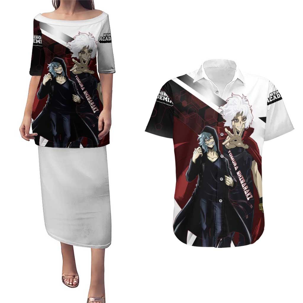 Tomura Shigaraki Couples Matching Puletasi and Hawaiian Shirt Dark Anime Villain Illustration with Red Energy Aura
