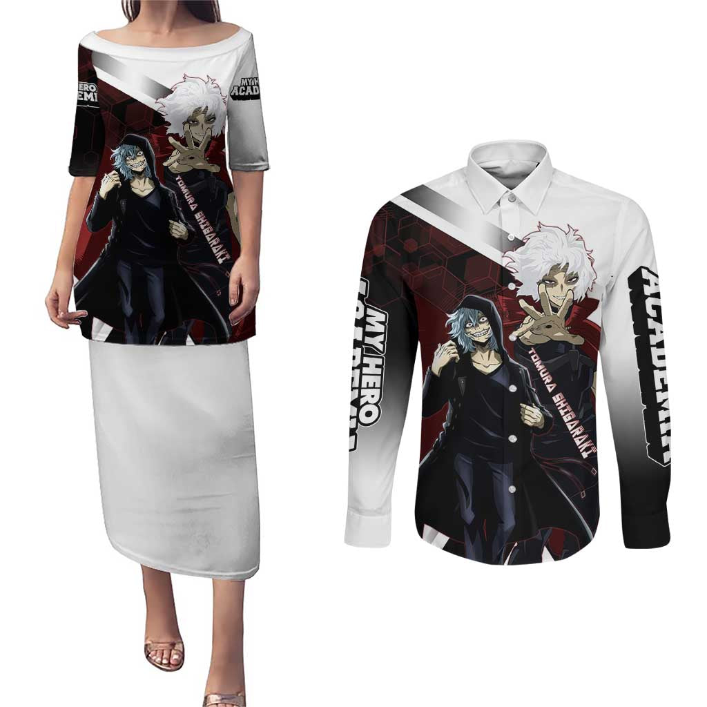 Tomura Shigaraki Couples Matching Puletasi and Long Sleeve Button Shirt Dark Anime Villain Illustration with Red Energy Aura