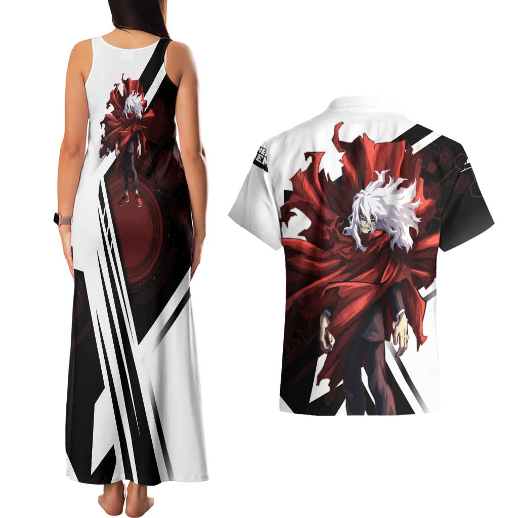 Tomura Shigaraki Couples Matching Tank Maxi Dress and Hawaiian Shirt Dark Anime Villain Illustration with Red Energy Aura