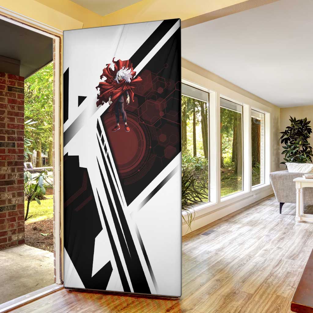 Tomura Shigaraki Door Cover Dark Anime Villain Illustration with Red Energy Aura