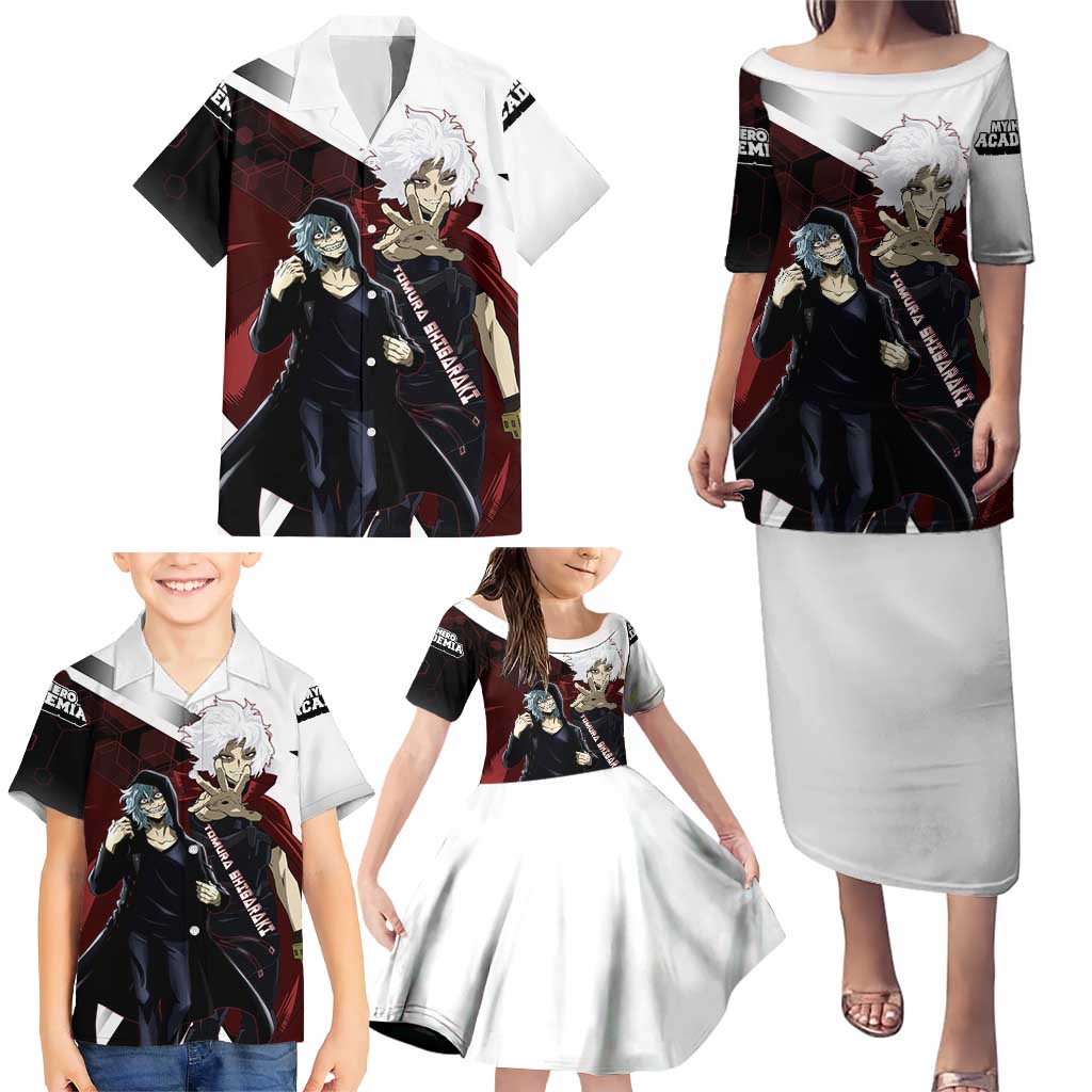 Tomura Shigaraki Family Matching Puletasi and Hawaiian Shirt Dark Anime Villain Illustration with Red Energy Aura