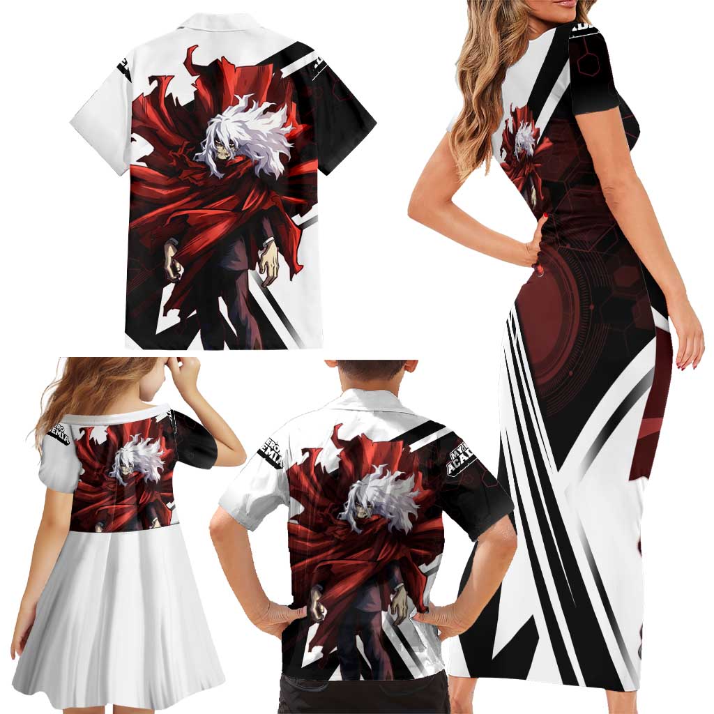 Tomura Shigaraki Family Matching Short Sleeve Bodycon Dress and Hawaiian Shirt Dark Anime Villain Illustration with Red Energy Aura