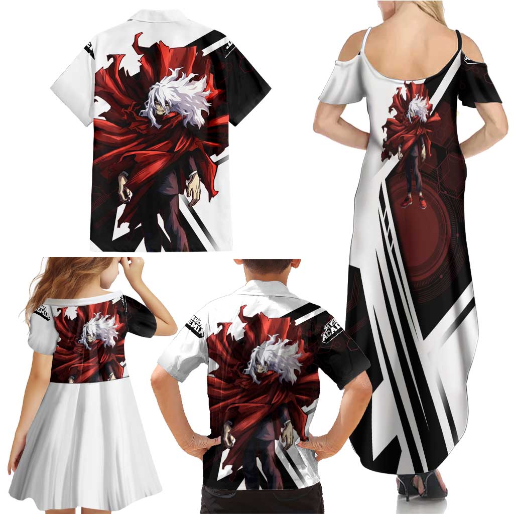 Tomura Shigaraki Family Matching Summer Maxi Dress and Hawaiian Shirt Dark Anime Villain Illustration with Red Energy Aura