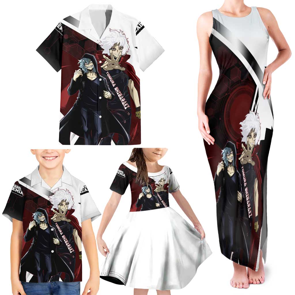 Tomura Shigaraki Family Matching Tank Maxi Dress and Hawaiian Shirt Dark Anime Villain Illustration with Red Energy Aura