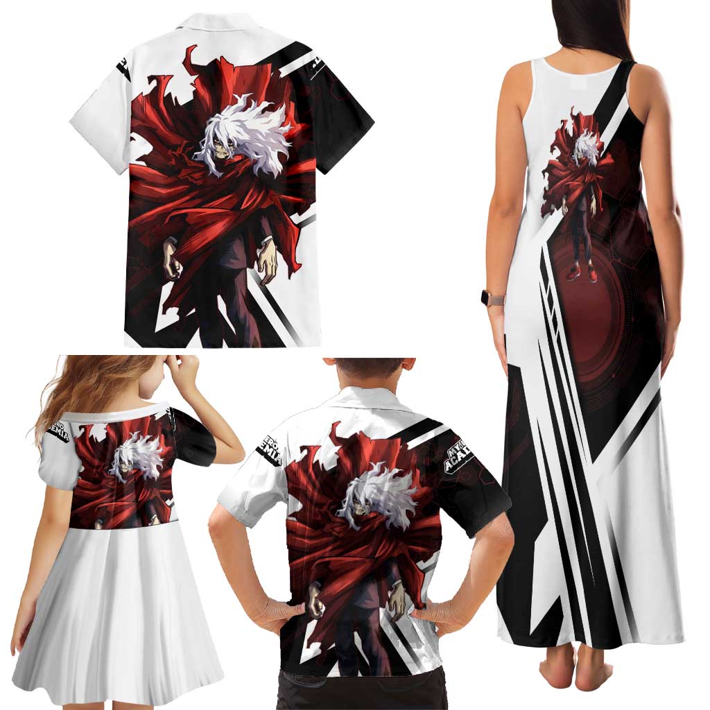 Tomura Shigaraki Family Matching Tank Maxi Dress and Hawaiian Shirt Dark Anime Villain Illustration with Red Energy Aura