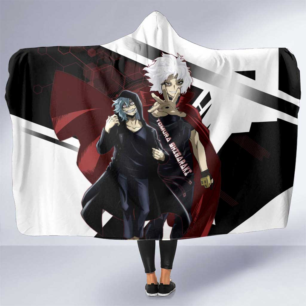 Tomura Shigaraki Hooded Blanket Dark Anime Villain Illustration with Red Energy Aura