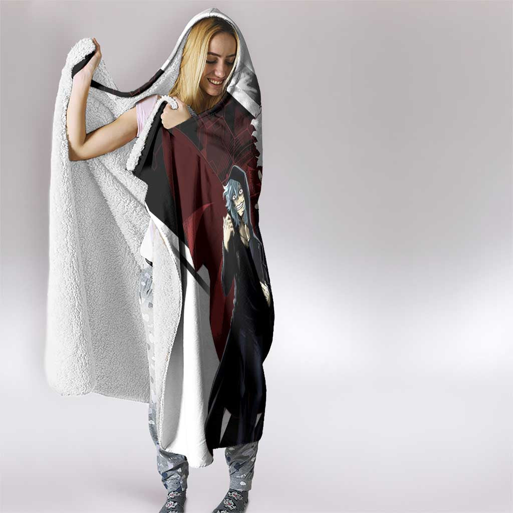 Tomura Shigaraki Hooded Blanket Dark Anime Villain Illustration with Red Energy Aura