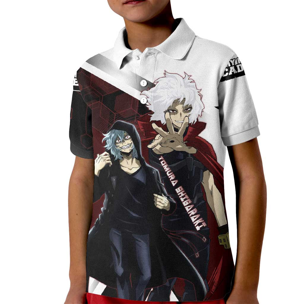Tomura Shigaraki Kid Polo Shirt Dark Anime Villain Illustration with Red Energy Aura