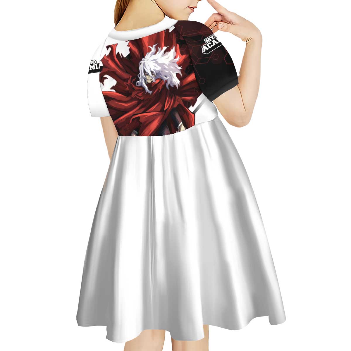 Tomura Shigaraki Kid Short Sleeve Dress Dark Anime Villain Illustration with Red Energy Aura