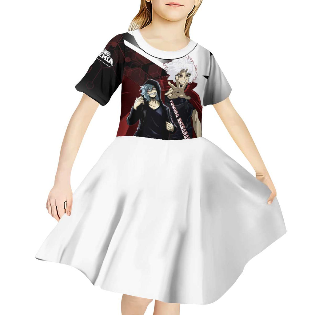 Tomura Shigaraki Kid Short Sleeve Dress Dark Anime Villain Illustration with Red Energy Aura
