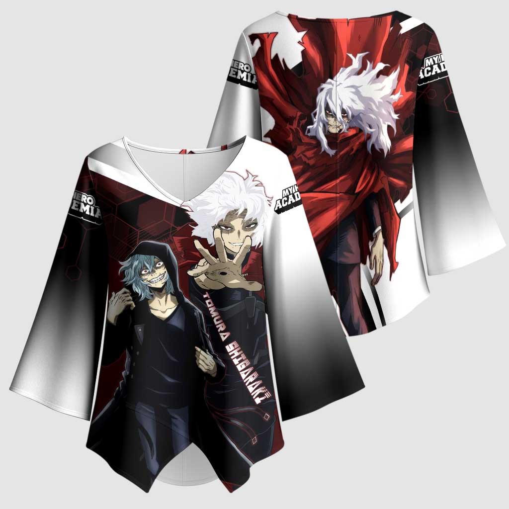 Tomura Shigaraki Kimono Sleeve Blouse Dark Anime Villain Illustration with Red Energy Aura