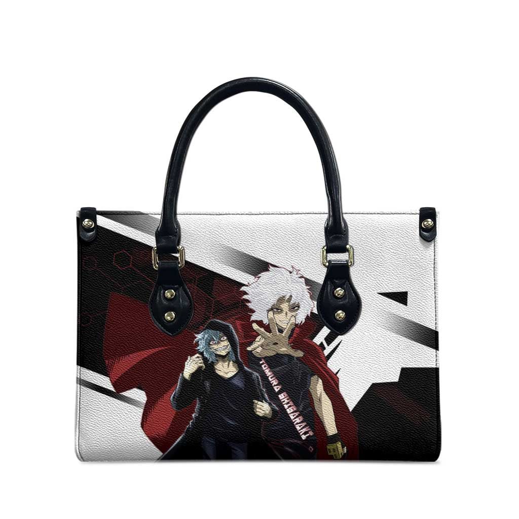 Tomura Shigaraki Leather Bag Dark Anime Villain Illustration with Red Energy Aura