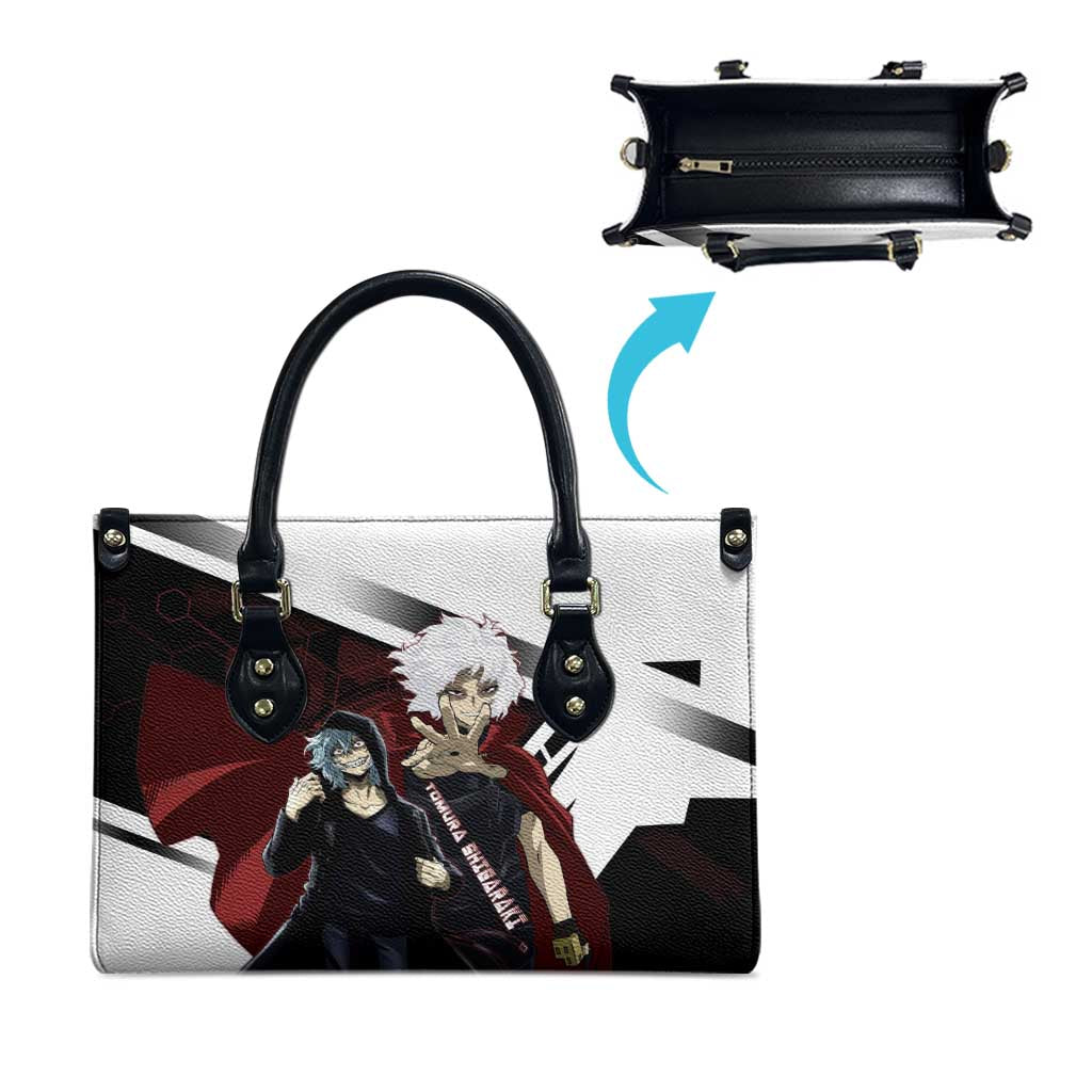 Tomura Shigaraki Leather Bag Dark Anime Villain Illustration with Red Energy Aura