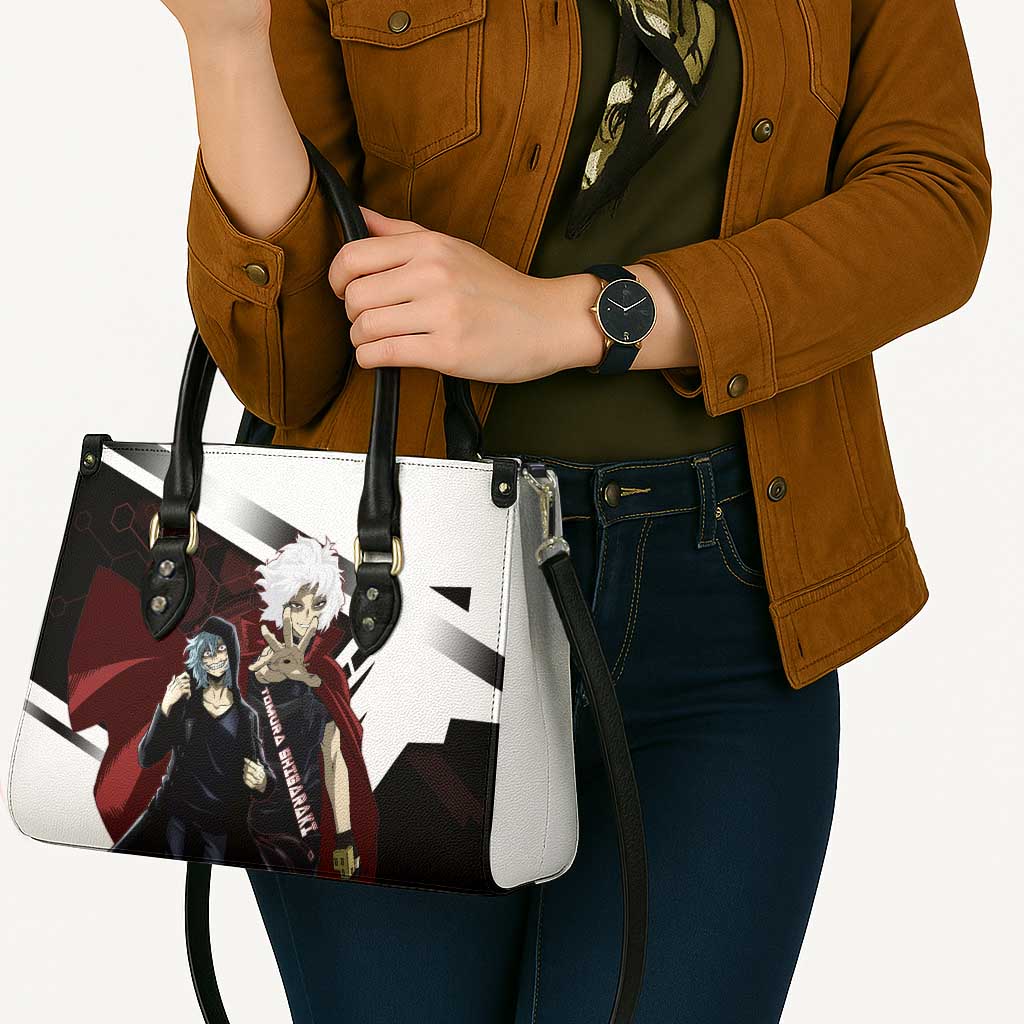 Tomura Shigaraki Leather Bag Dark Anime Villain Illustration with Red Energy Aura