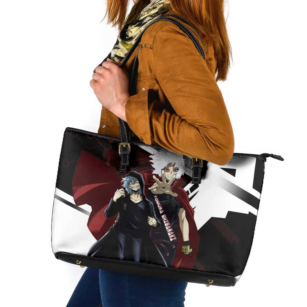 Tomura Shigaraki Leather Tote Bag Dark Anime Villain Illustration with Red Energy Aura