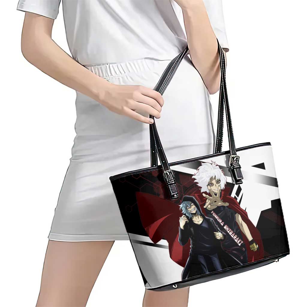 Tomura Shigaraki Leather Tote Bag Dark Anime Villain Illustration with Red Energy Aura