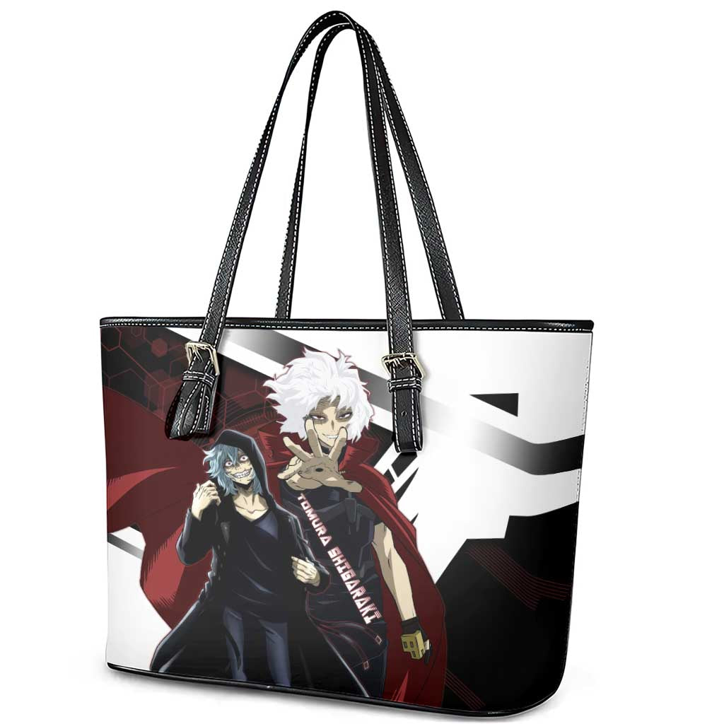 Tomura Shigaraki Leather Tote Bag Dark Anime Villain Illustration with Red Energy Aura
