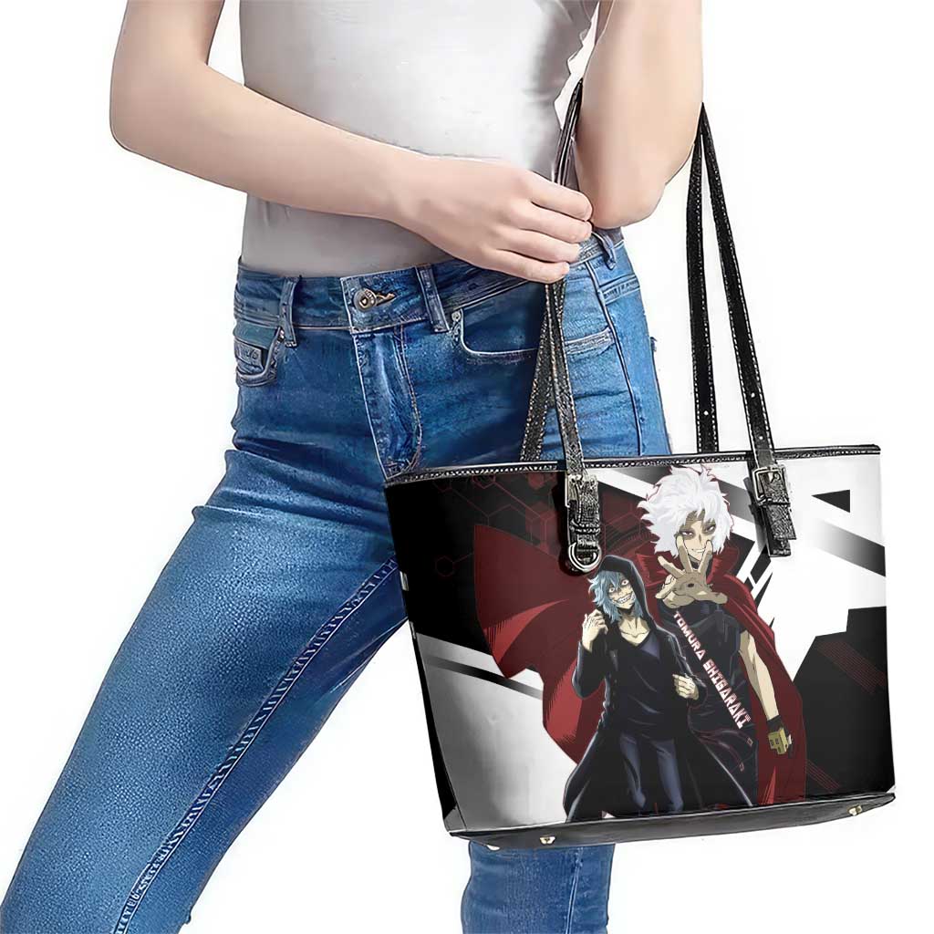 Tomura Shigaraki Leather Tote Bag Dark Anime Villain Illustration with Red Energy Aura