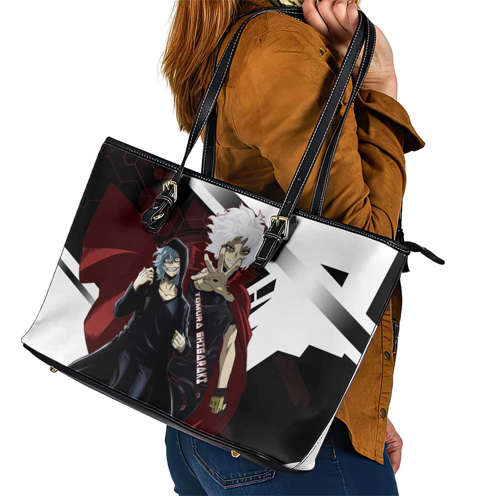 Tomura Shigaraki Leather Tote Bag Dark Anime Villain Illustration with Red Energy Aura