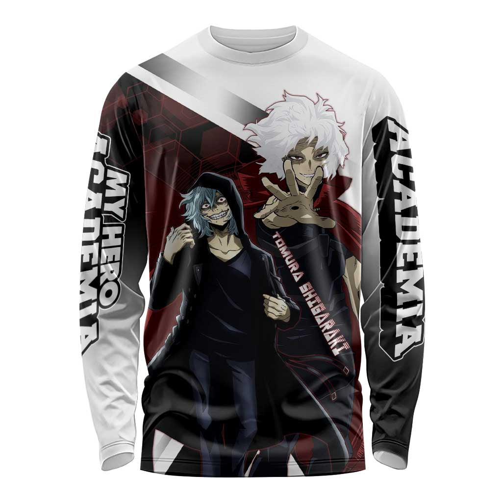 Tomura Shigaraki Long Sleeve Shirt Dark Anime Villain Illustration with Red Energy Aura