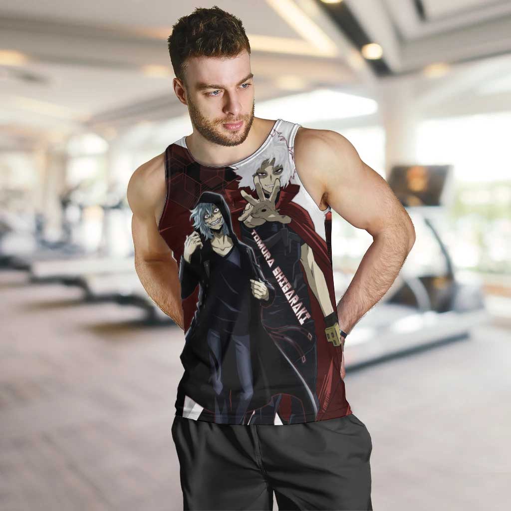 Tomura Shigaraki Men Tank Top Dark Anime Villain Illustration with Red Energy Aura