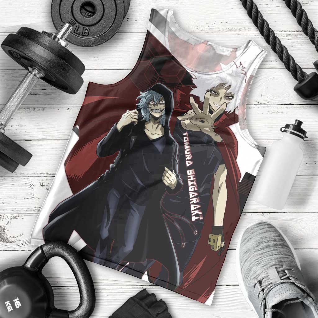 Tomura Shigaraki Men Tank Top Dark Anime Villain Illustration with Red Energy Aura