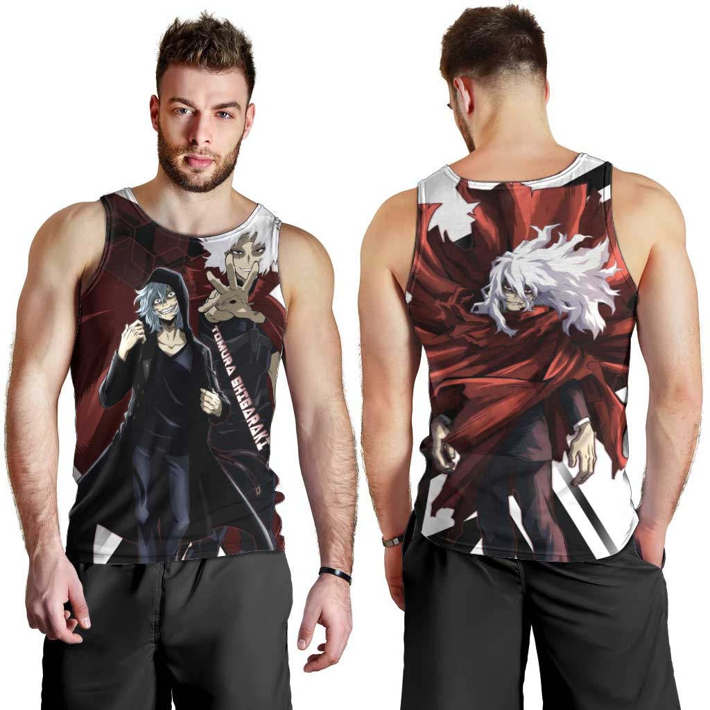 Tomura Shigaraki Men Tank Top Dark Anime Villain Illustration with Red Energy Aura