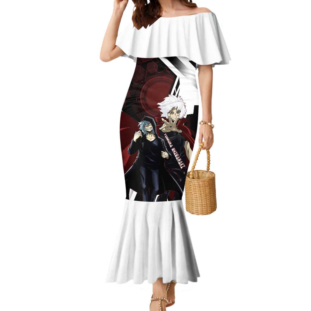 Tomura Shigaraki Mermaid Dress Dark Anime Villain Illustration with Red Energy Aura