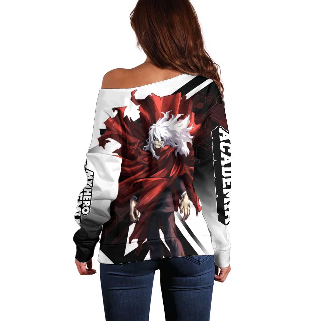 Tomura Shigaraki Off Shoulder Sweater Dark Anime Villain Illustration with Red Energy Aura