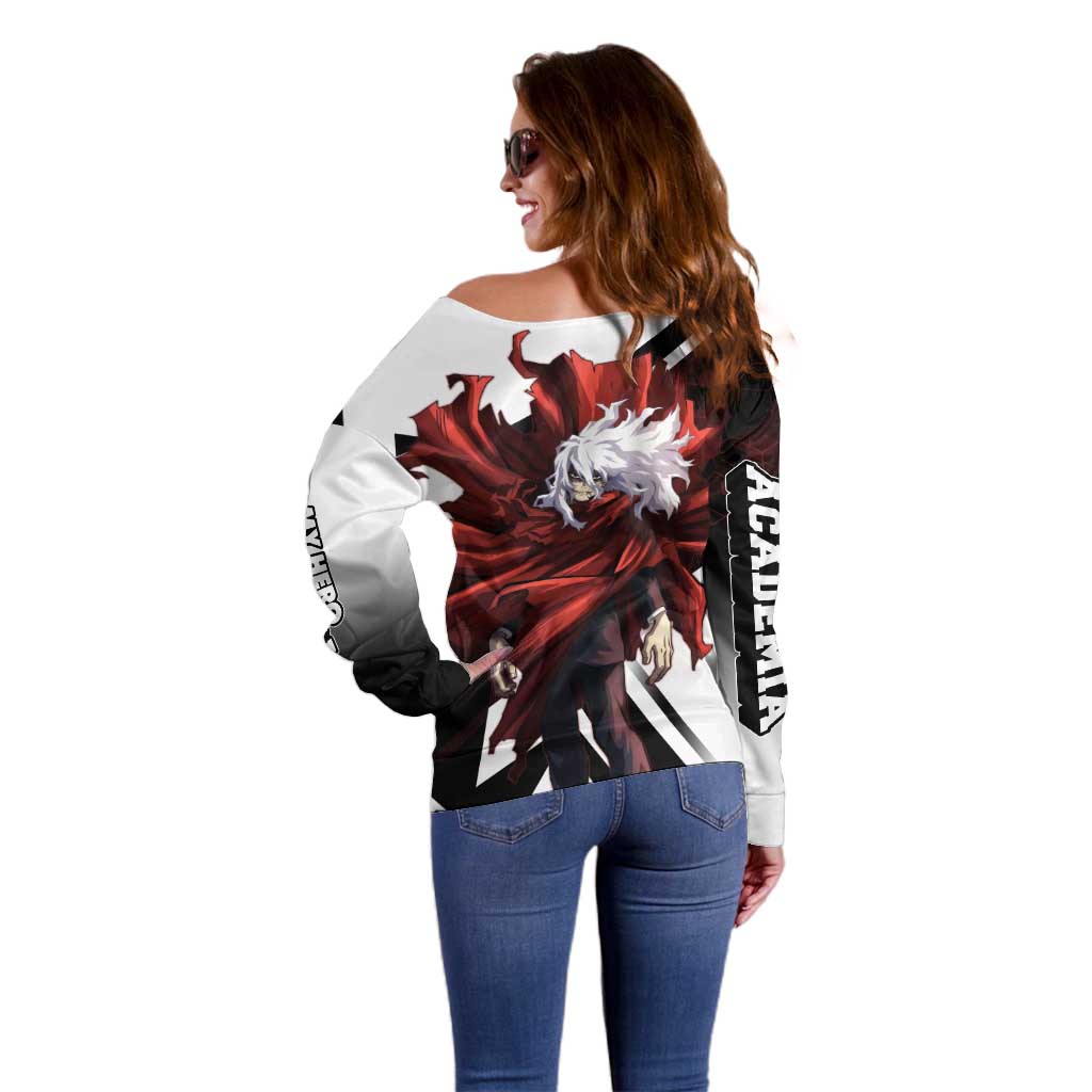 Tomura Shigaraki Off Shoulder Sweater Dark Anime Villain Illustration with Red Energy Aura