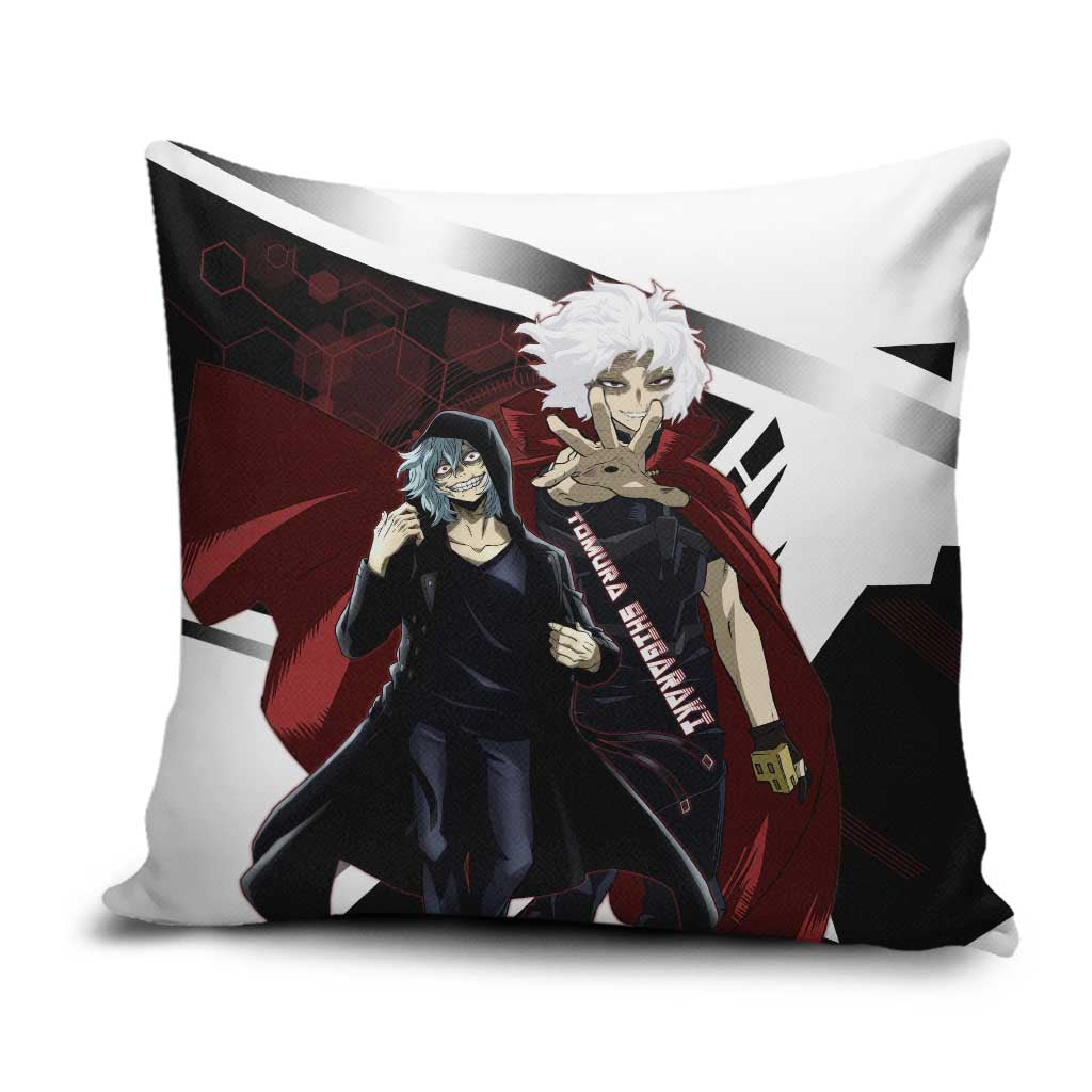 Tomura Shigaraki Pillow Cover Dark Anime Villain Illustration with Red Energy Aura