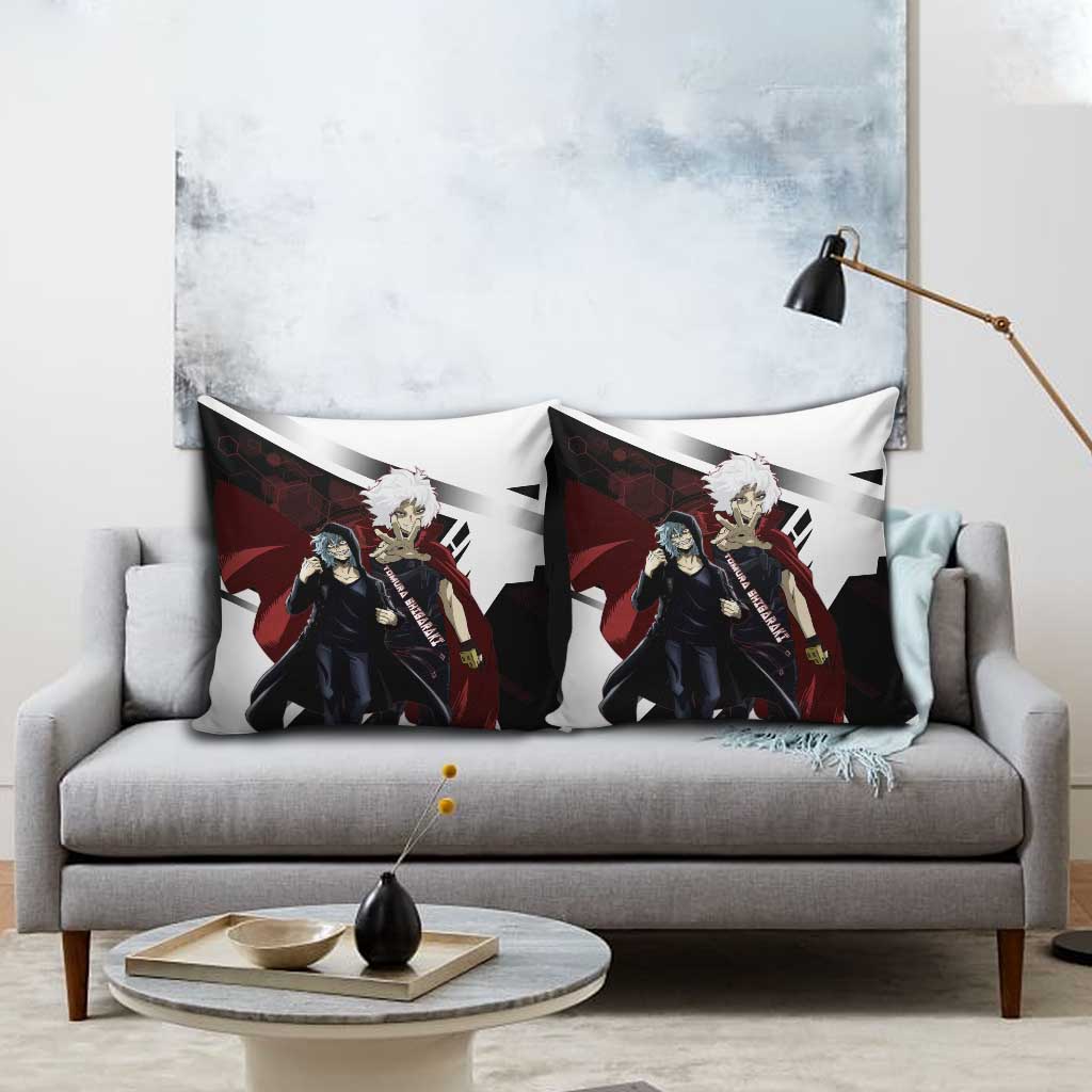 Tomura Shigaraki Pillow Cover Dark Anime Villain Illustration with Red Energy Aura
