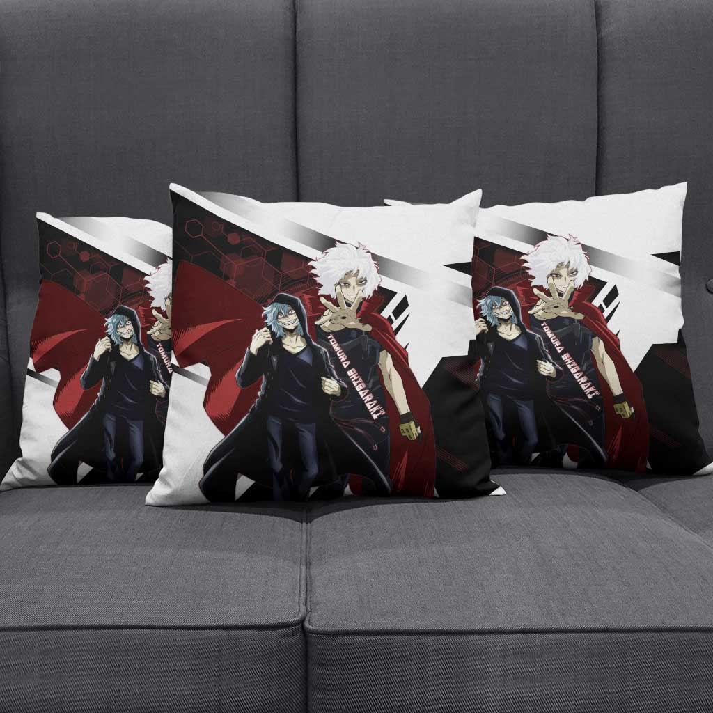 Tomura Shigaraki Pillow Cover Dark Anime Villain Illustration with Red Energy Aura
