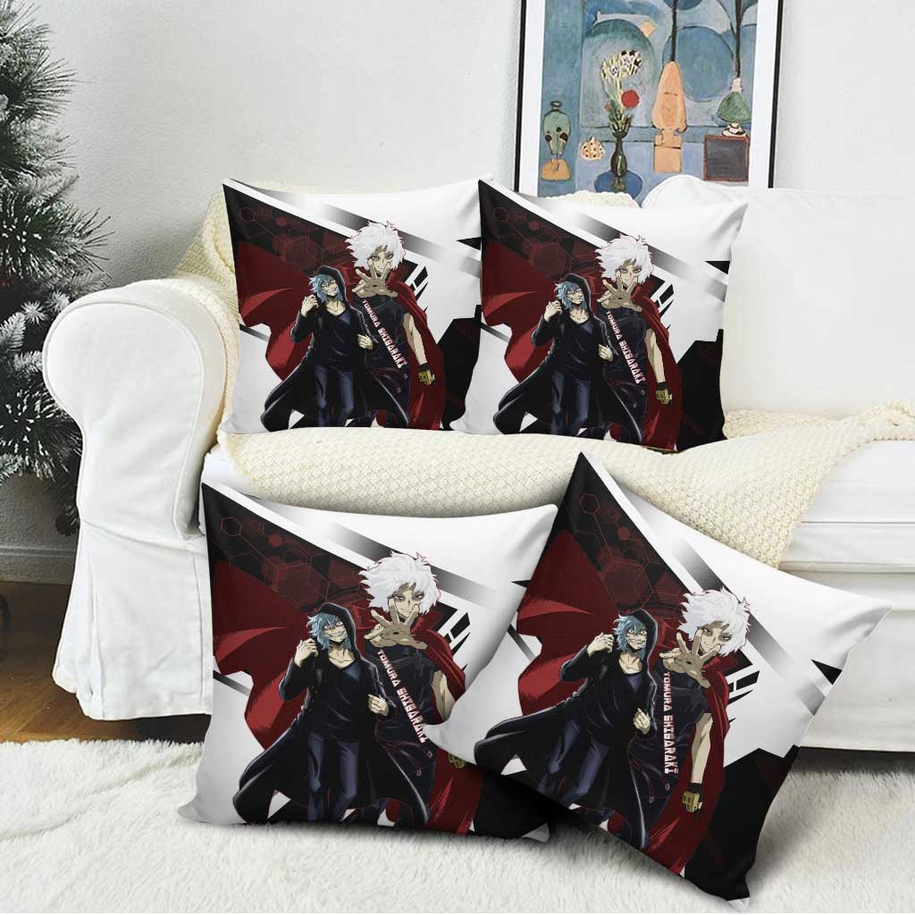 Tomura Shigaraki Pillow Cover Dark Anime Villain Illustration with Red Energy Aura
