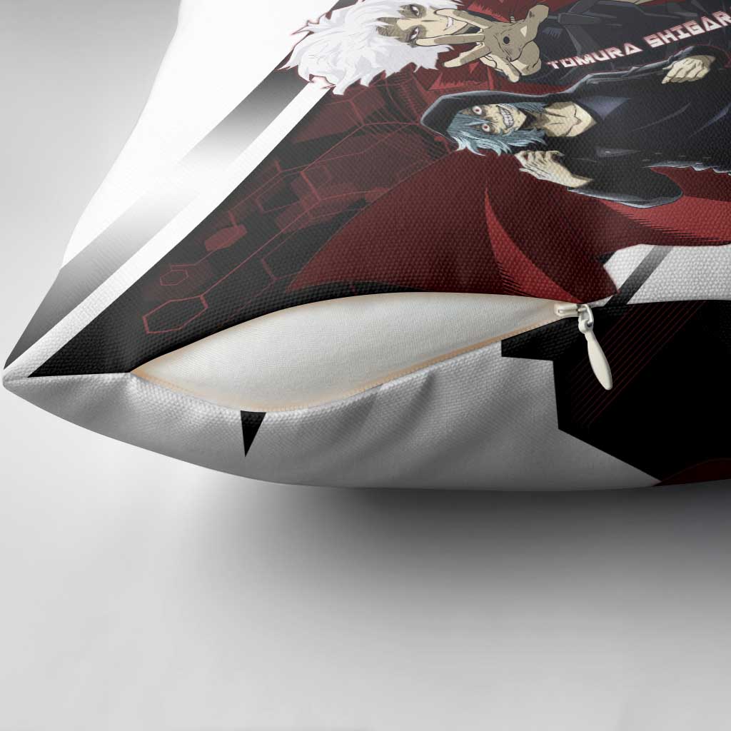 Tomura Shigaraki Pillow Cover Dark Anime Villain Illustration with Red Energy Aura