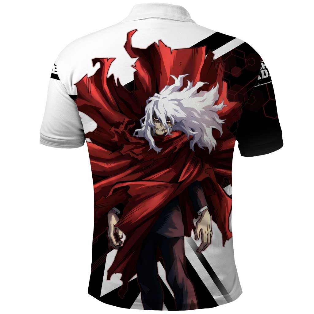 Tomura Shigaraki Polo Shirt Dark Anime Villain Illustration with Red Energy Aura