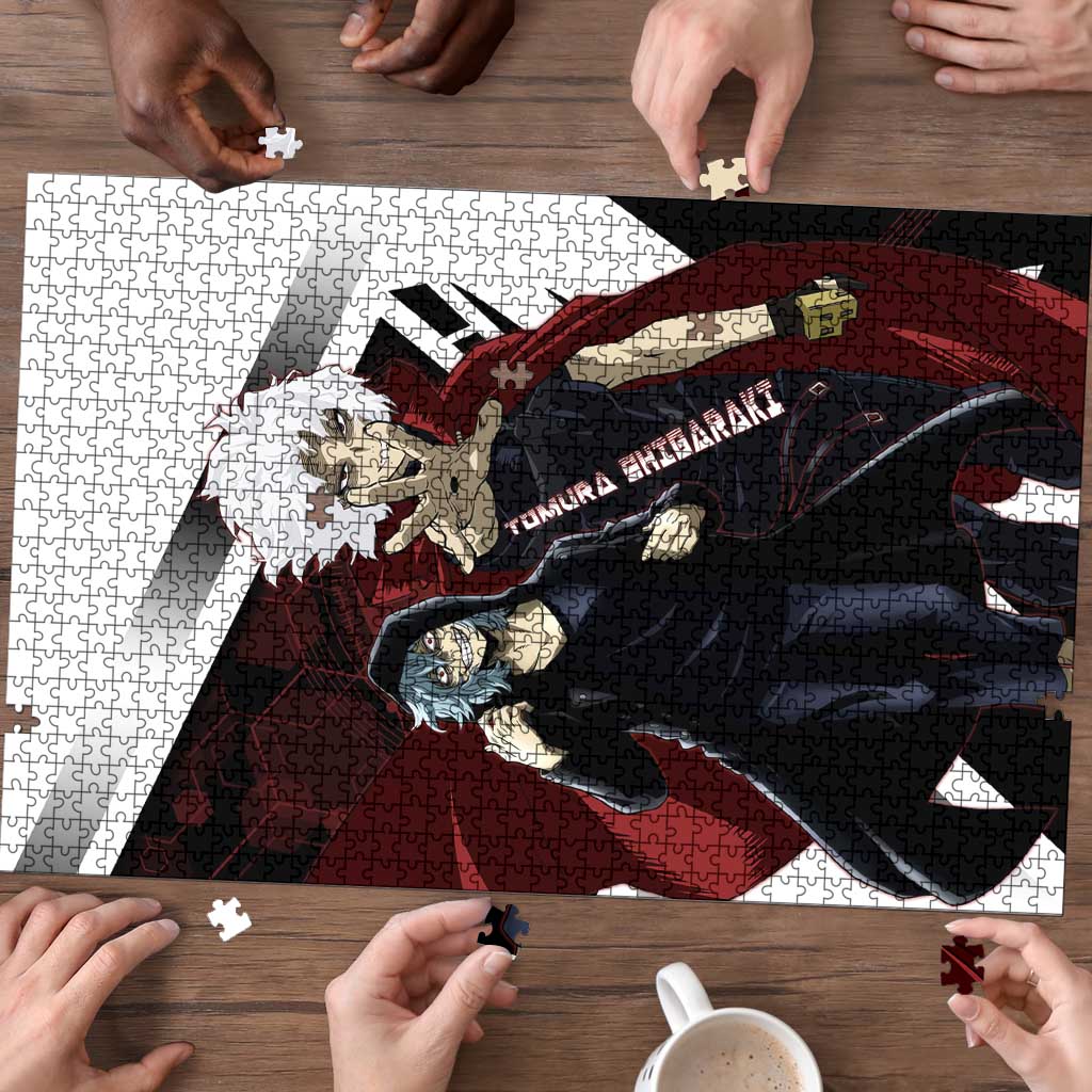 Tomura Shigaraki Puzzle Dark Anime Villain Illustration with Red Energy Aura