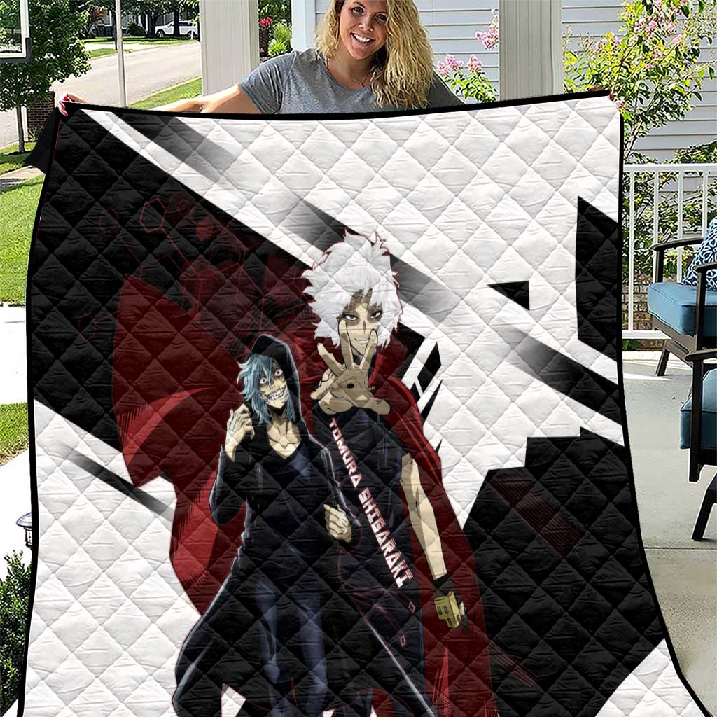 Tomura Shigaraki Quilt Dark Anime Villain Illustration with Red Energy Aura