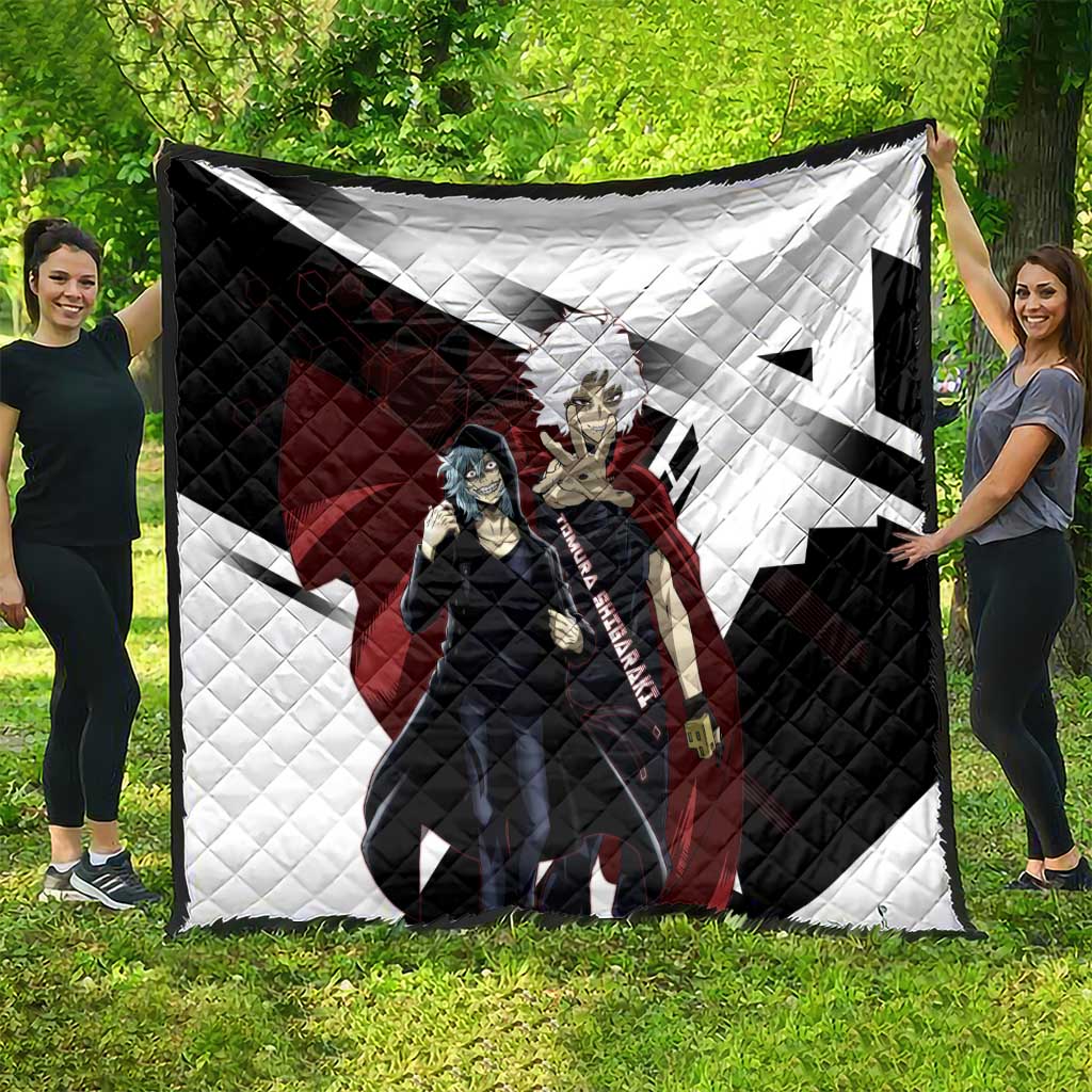Tomura Shigaraki Quilt Dark Anime Villain Illustration with Red Energy Aura