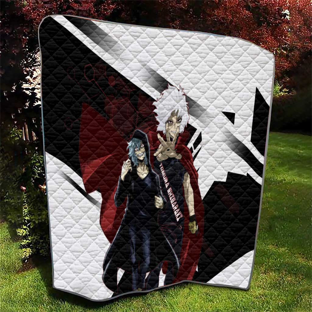 Tomura Shigaraki Quilt Dark Anime Villain Illustration with Red Energy Aura